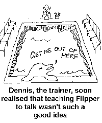 Dennis, the trainer, soon realised teaching Flipper to talk wasn't such a good idea - get me out of here!
